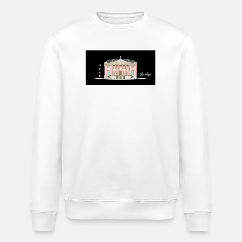 Berlin, Oper unter den Linden, Drawing - Stanley/Stella ROLLER Unisex Organic Sweatshirt - white