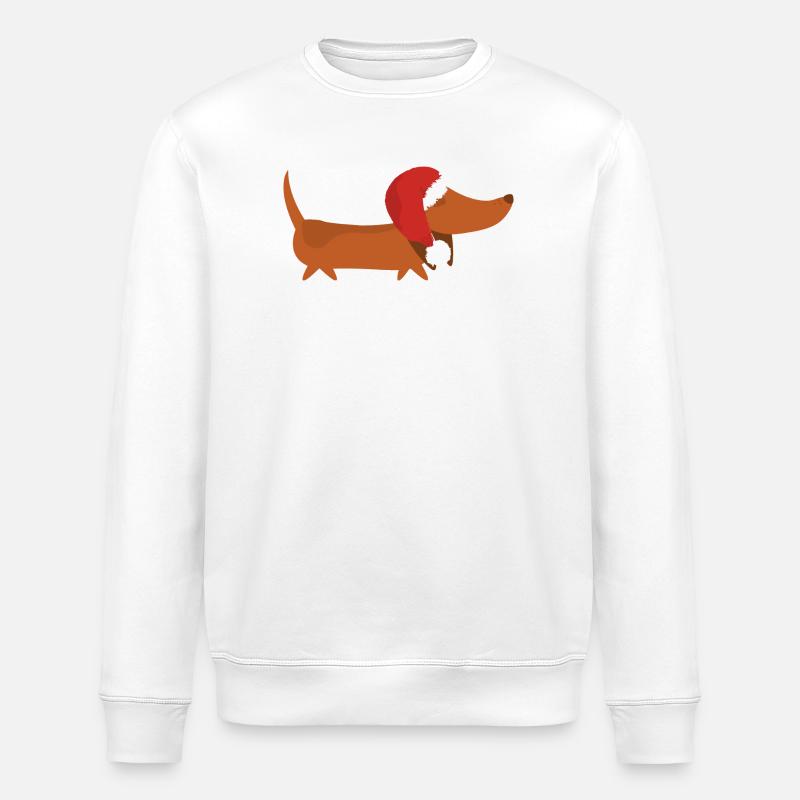  Dackel mit Weihnachtsmütze - Stanley/Stella Unisex Bio-Sweatshirt ROLLER - Weiß