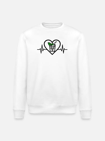 Mojito Heart Cocktail Mint Glass Summer - Stanley/Stella ROLLER Unisex Organic Sweatshirt - white