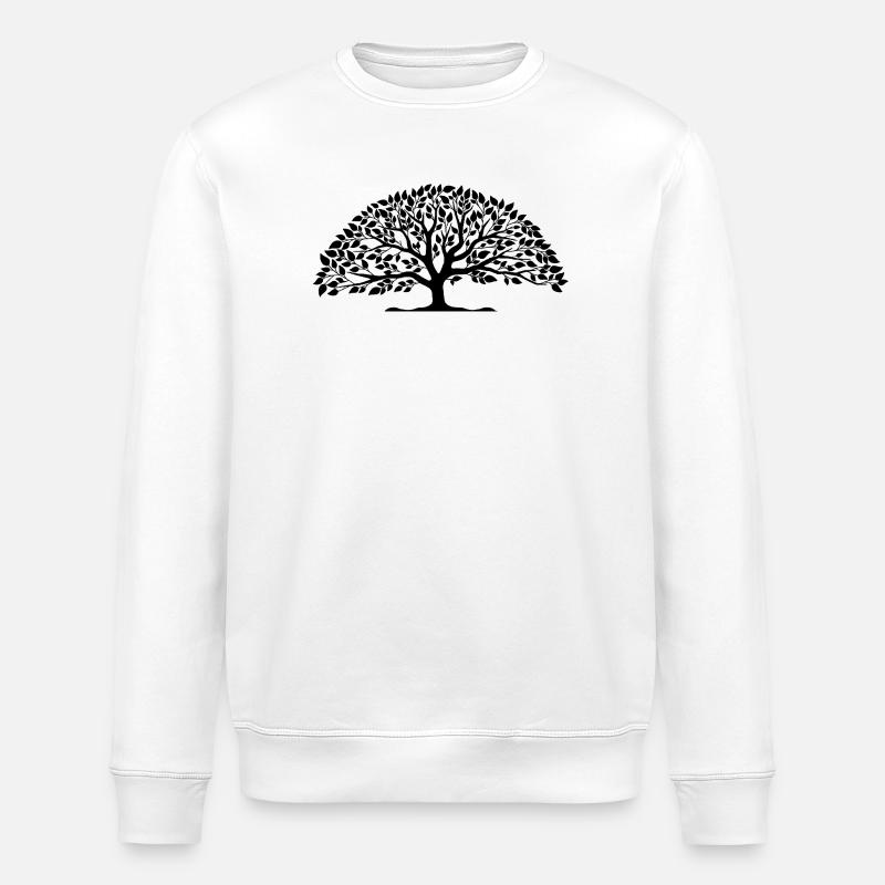 Shade Tree – Artistic Tree with Leaves - Stanley/Stella ROLLER Unisex Organic Sweatshirt - white