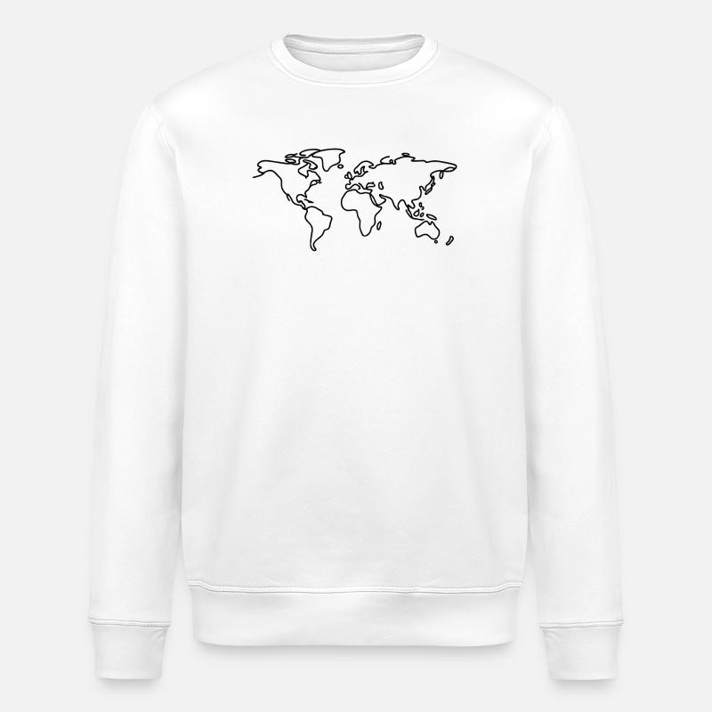 Weltkarten-Linienzeichnung - Stanley/Stella Unisex Bio-Sweatshirt ROLLER - Weiß