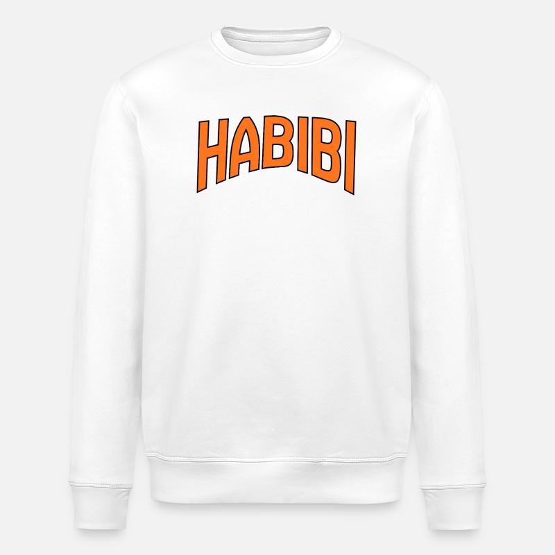 Imprimé de lettrage courbe Habibi - Sweat bio ROLLER Stanley/Stella Unisexe - blanc