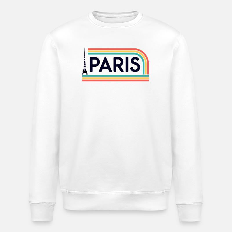 Paris Arc-en-ciel Rétro - Sweat bio ROLLER Stanley/Stella Unisexe - blanc