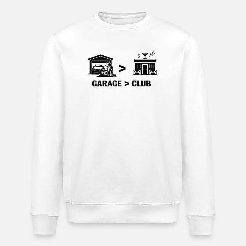 Garage vs Club Workshop Night - Stanley/Stella ROLLER Unisex Organic Sweatshirt - white