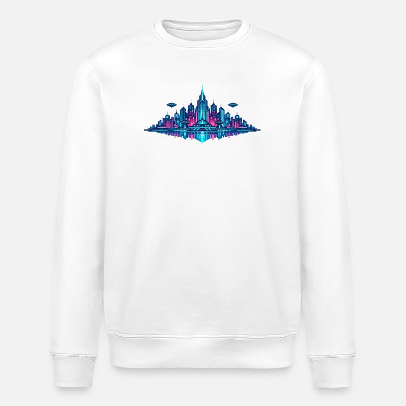 Reflet de Neon City - Sweat bio ROLLER Stanley/Stella Unisexe - blanc