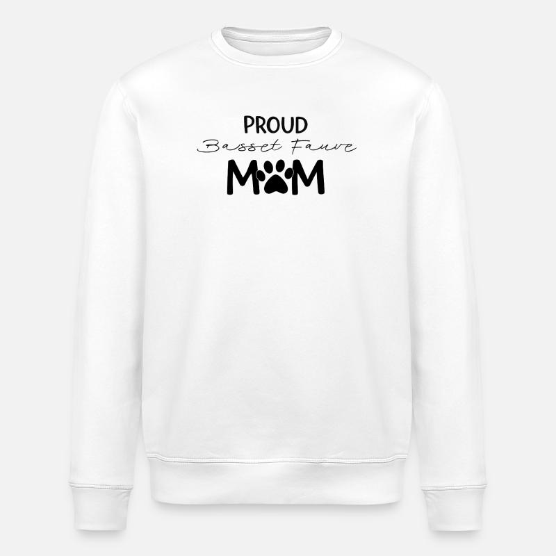  Stolze Basset Bleu Mutter, Fahlgelber - Stanley/Stella Unisex Bio-Sweatshirt ROLLER - Weiß