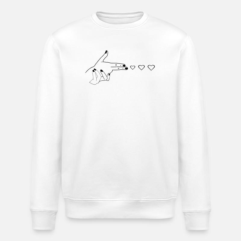 Herz ich Liebe dich Pistole - Stanley/Stella Unisex Bio-Sweatshirt ROLLER - Weiß
