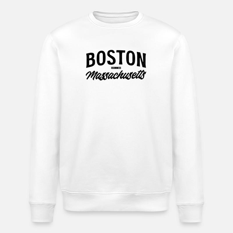 Boston Massachusetts design with founding year - Stanley/Stella ROLLER Unisex Organic Sweatshirt - white