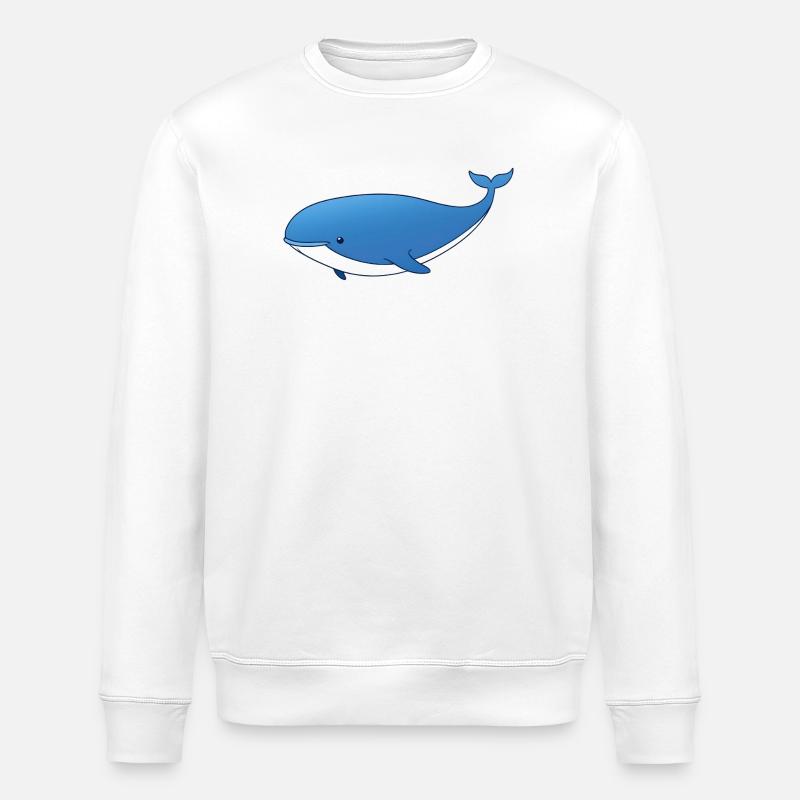 Blauer Wal Cartoon - Stanley/Stella Unisex Bio-Sweatshirt ROLLER - Weiß