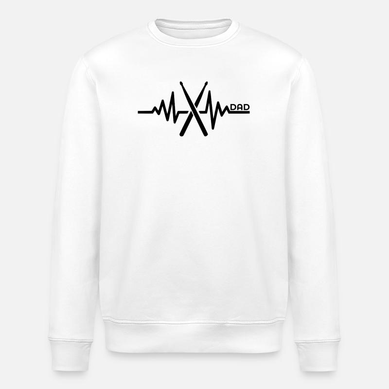 Drumsticks Papa Batteur Cœur - Sweat bio ROLLER Stanley/Stella Unisexe - blanc