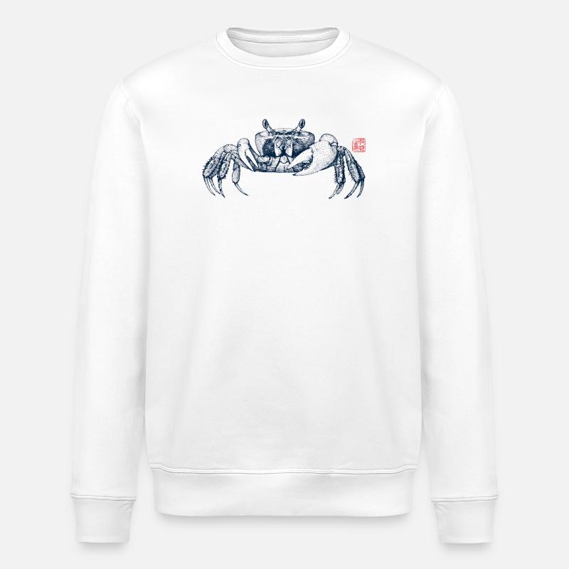 Winker crab with kanji stamp - Stanley/Stella ROLLER Unisex Organic Sweatshirt - white