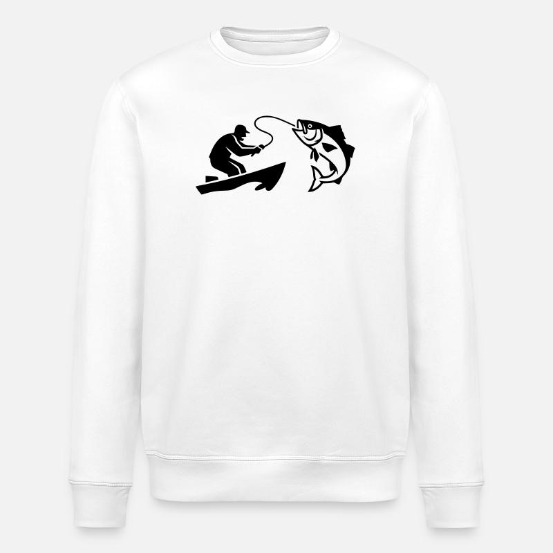 Silhouette de poisson pêcheur bateau - Sweat bio ROLLER Stanley/Stella Unisexe - blanc