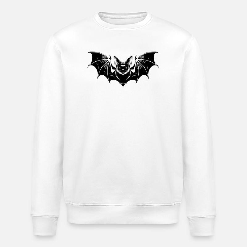 Bat Gothic Illustration - Stanley/Stella ROLLER Unisex Organic Sweatshirt - white
