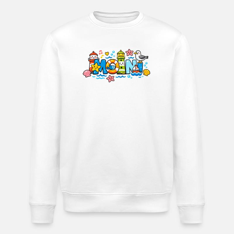 MOIN Möwe Leuchtturm Maritim Bunt - Stanley/Stella Unisex Bio-Sweatshirt ROLLER - Weiß