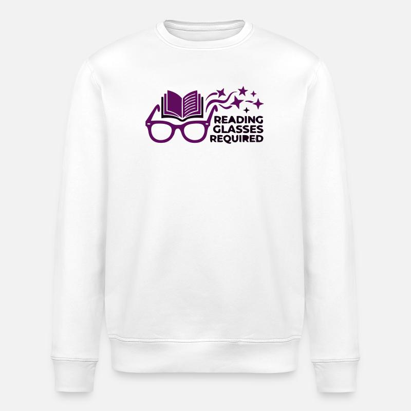 Lesebrille Buch Spruch Vektor - Stanley/Stella Unisex Bio-Sweatshirt ROLLER - Weiß