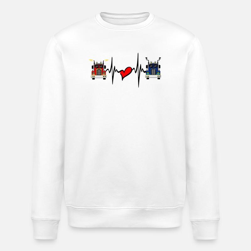 Lkw-Lkw-Herzfrequenz - Stanley/Stella Unisex Bio-Sweatshirt ROLLER - Weiß