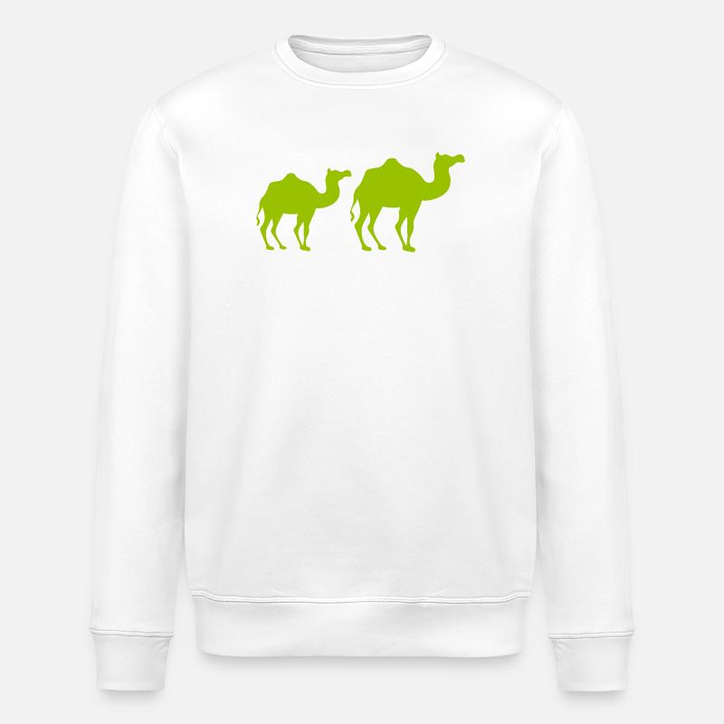 Duo Silhouette Camel Vert Néon - Sweat bio ROLLER Stanley/Stella Unisexe - blanc