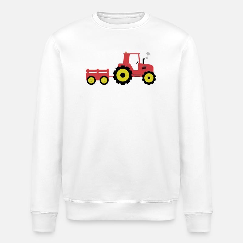 Red Tractor & Trailer - Stanley/Stella ROLLER Unisex Organic Sweatshirt - white