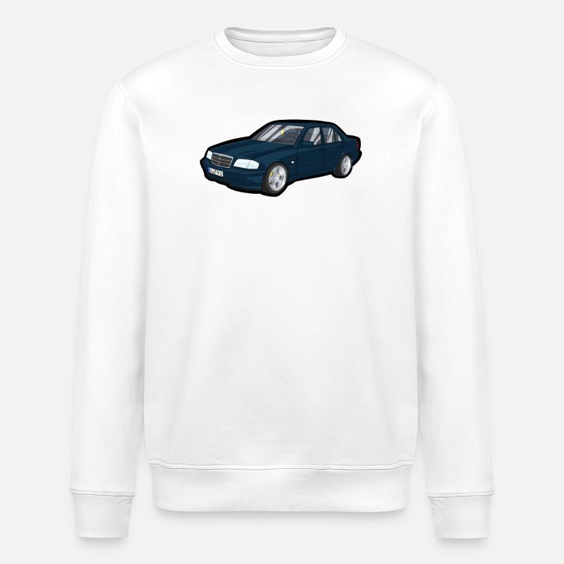 Blauer Oldtimer Cartoon Auto - Stanley/Stella Unisex Bio-Sweatshirt ROLLER - Weiß
