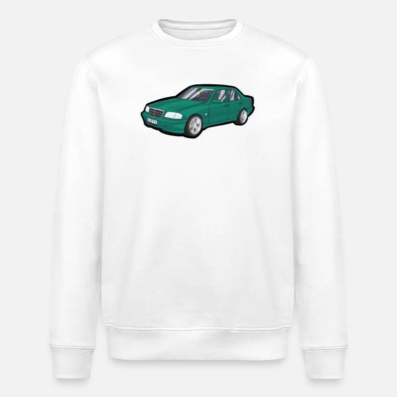 Türkises Retro-Coupé Cartoon-Design - Stanley/Stella Unisex Bio-Sweatshirt ROLLER - Weiß