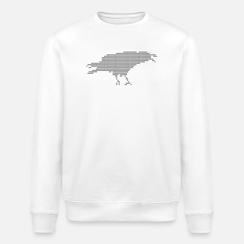 Raven Pixel Dot Silhouette - Stanley/Stella Unisex Bio-Sweatshirt ROLLER - Weiß