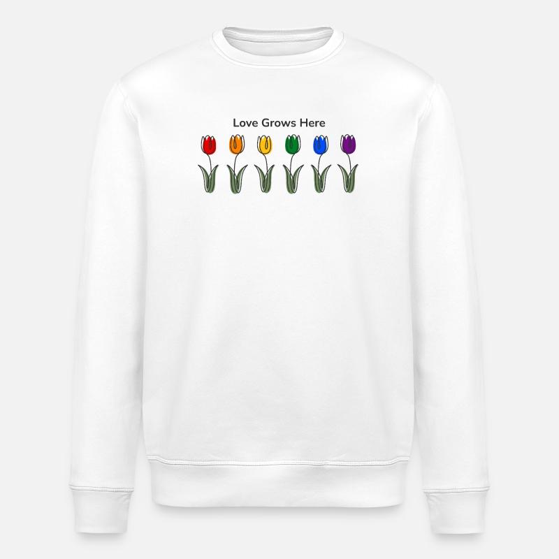 Love grows here-Tulpen LGBTQ Pride Regenbogen  - Stanley/Stella Unisex Bio-Sweatshirt ROLLER - Weiß
