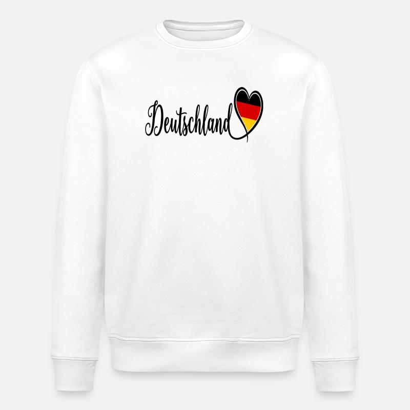 Deutschland Herzflagge Script - Stanley/Stella Unisex Bio-Sweatshirt ROLLER - Weiß