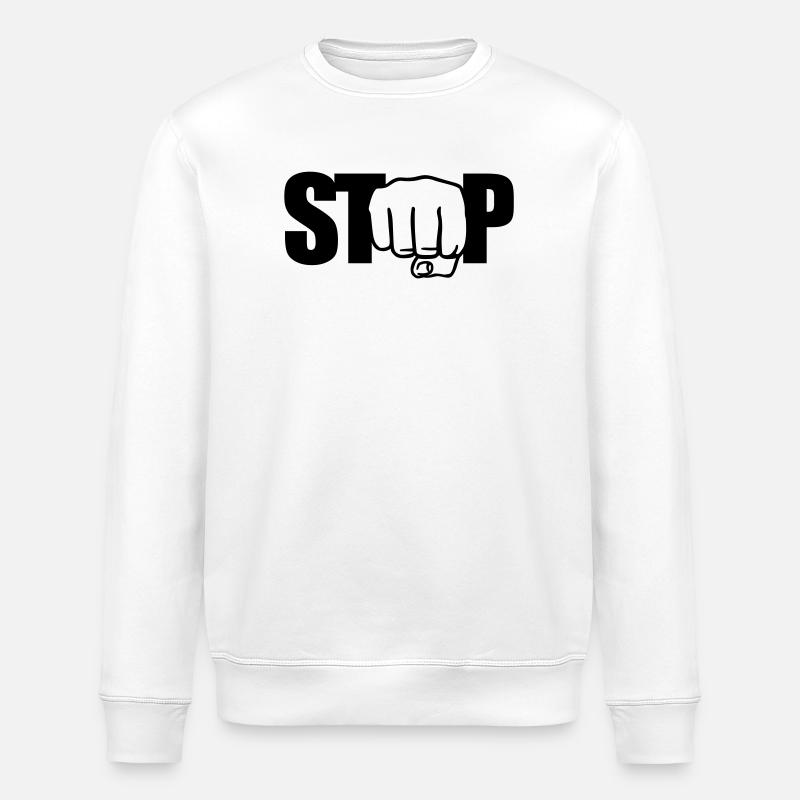 Stop | Faust | Fist - Stanley/Stella ROLLER Unisex Organic Sweatshirt - white