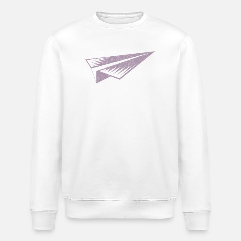 Papierflieger Silhouette Grunge Stil - Stanley/Stella Unisex Bio-Sweatshirt ROLLER - Weiß
