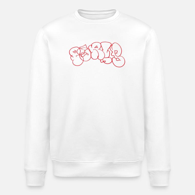 Graffiti rouge Bubble Paris Lettering - Sweat bio ROLLER Stanley/Stella Unisexe - blanc