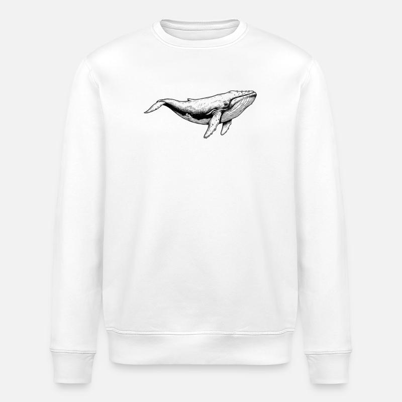 Baleine bleue - Sweat bio ROLLER Stanley/Stella Unisexe - blanc