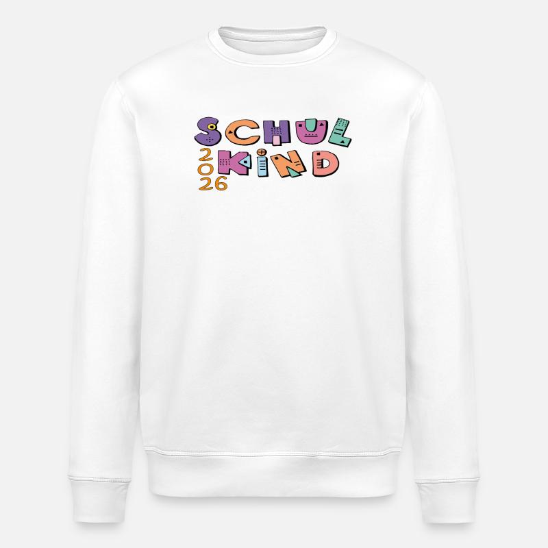 Schulkind 2026  Bunte Buchstaben - Stanley/Stella Unisex Bio-Sweatshirt ROLLER - Weiß