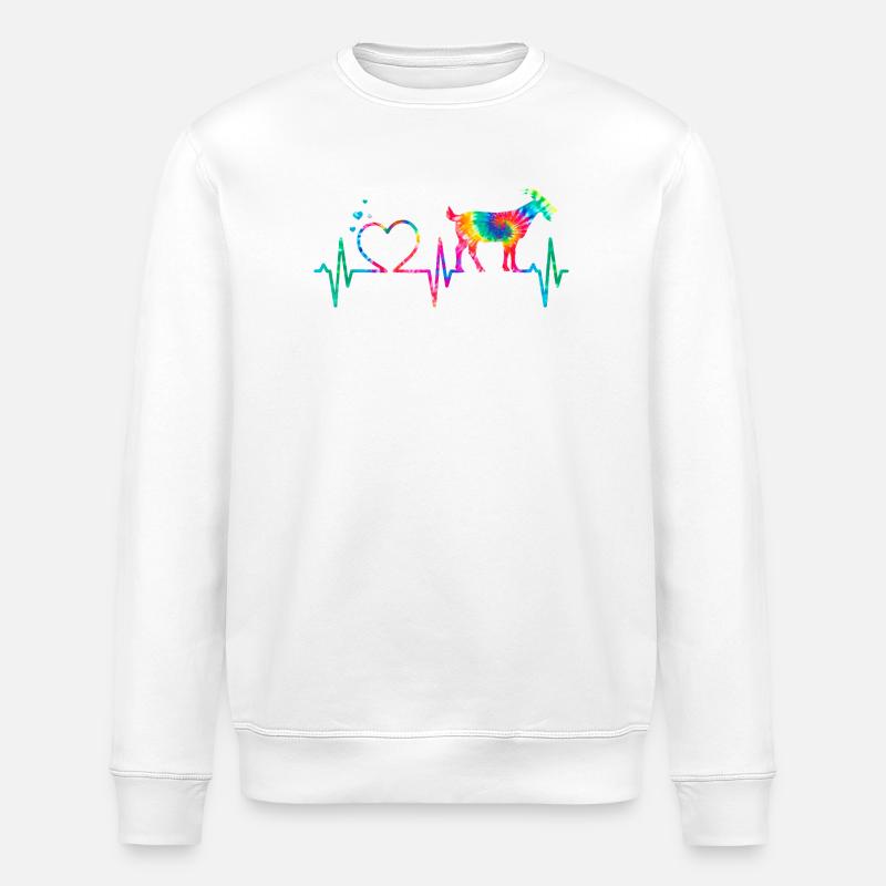 Rainbow Heart Goat  - Stanley/Stella ROLLER Unisex Organic Sweatshirt - white