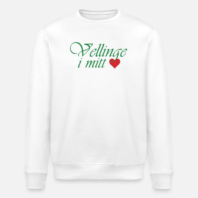 Vellinge dans mon cœur – calligraphie verte - Sweat bio ROLLER Stanley/Stella Unisexe - blanc