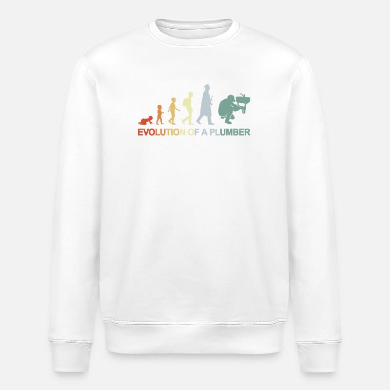 Évolution du plombier - Sweat bio ROLLER Stanley/Stella Unisexe - blanc