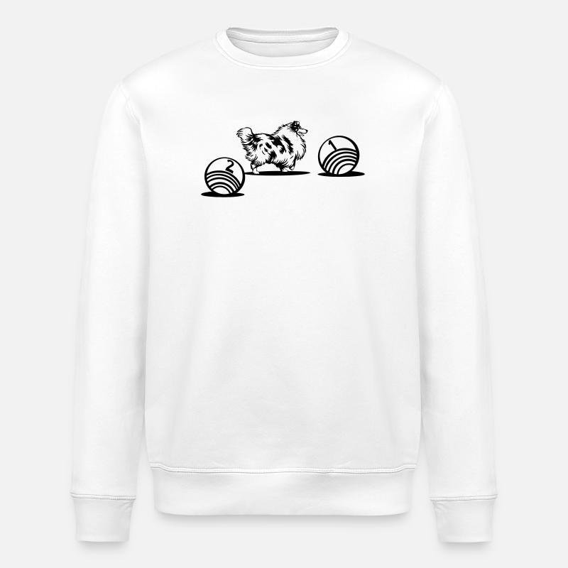 Long-haired Collie Driftball Sport (dyeable) - Stanley/Stella ROLLER Unisex Organic Sweatshirt - white