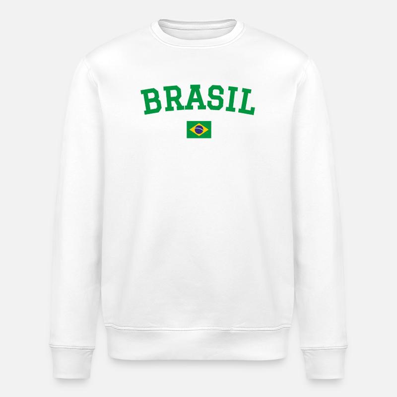 Drapeau du Brésil Conception Vert - Sweat bio ROLLER Stanley/Stella Unisexe - blanc