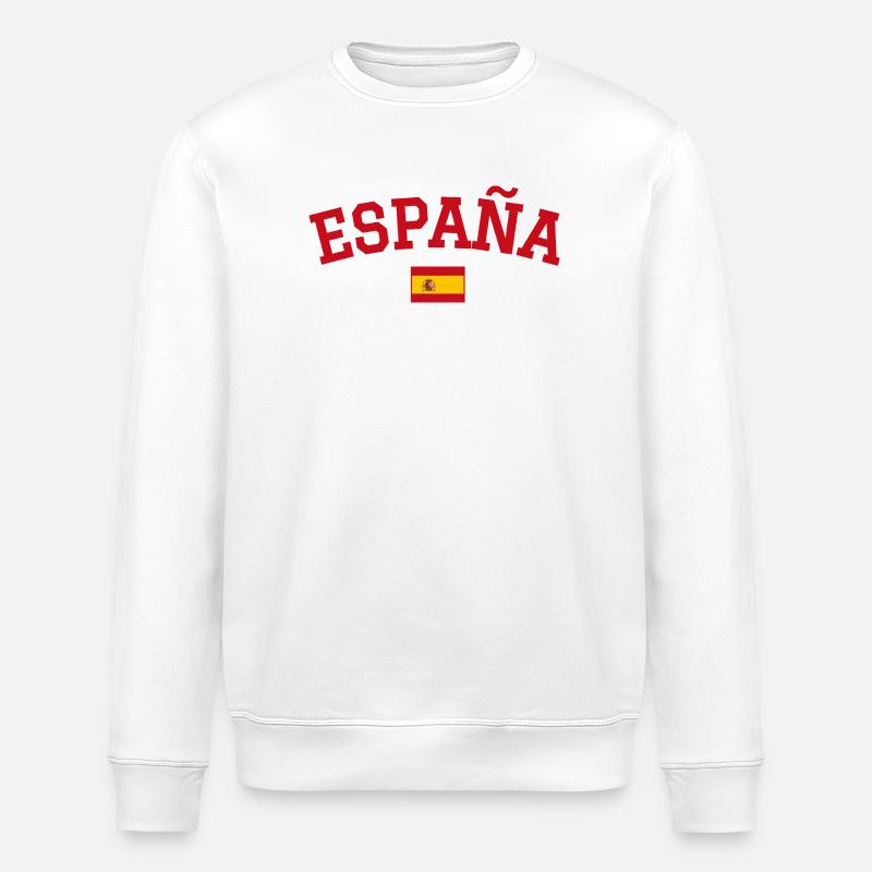 Spain Flag Design Red - Stanley/Stella ROLLER Unisex Organic Sweatshirt - white