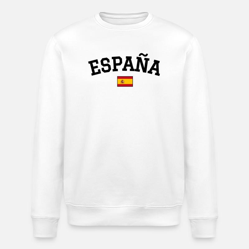 Spain Flag Design Black - Stanley/Stella ROLLER Unisex Organic Sweatshirt - white