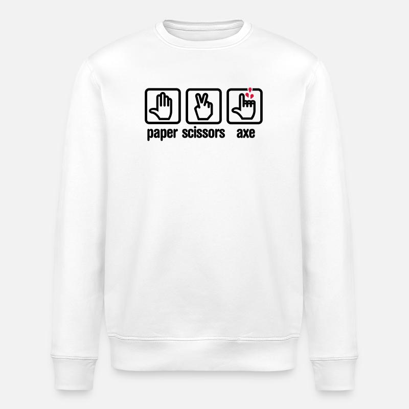 Papier - Ciseaux - hache - pierre - bûcheron - Sweat bio ROLLER Stanley/Stella Unisexe - blanc