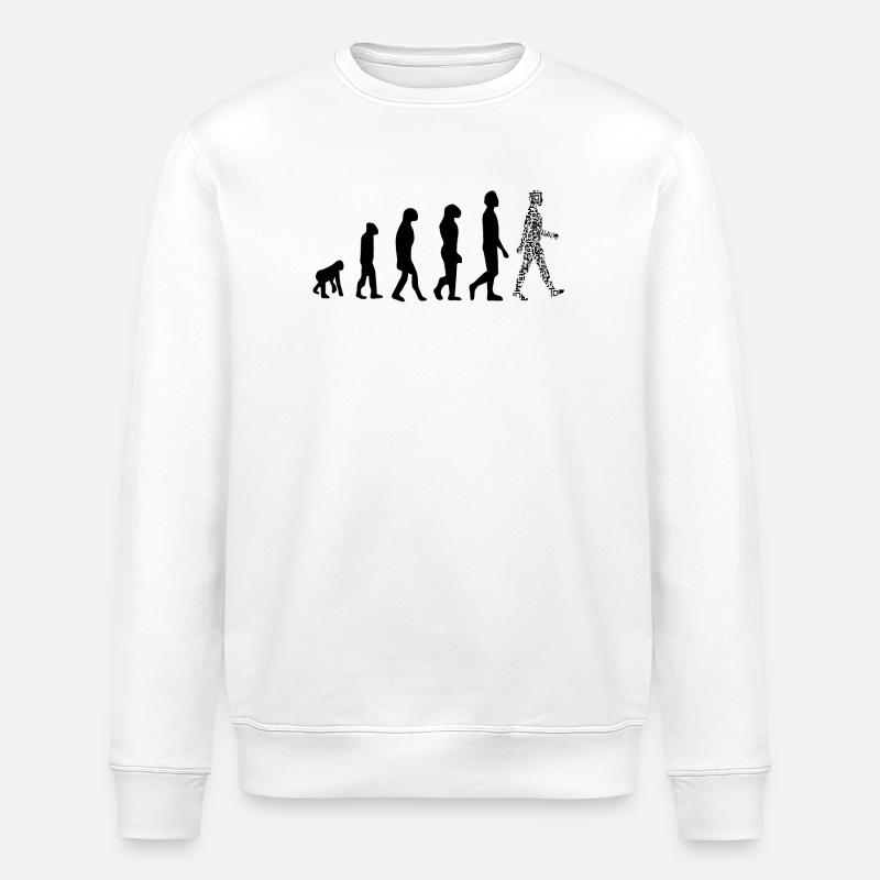 Evolution QR Code - Humor Gesundheits-Pass - Stanley/Stella Unisex Bio-Sweatshirt ROLLER - Weiß