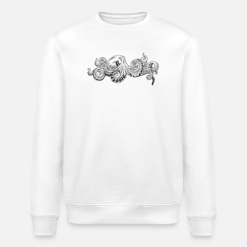 Octopus - Octopus Black Pattern - Stanley/Stella ROLLER Unisex Organic Sweatshirt - white