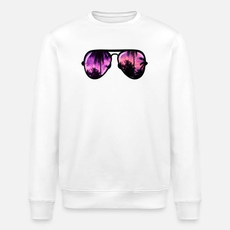 coole Sonnenbrille mit Palme - Stanley/Stella Unisex Bio-Sweatshirt ROLLER - Weiß