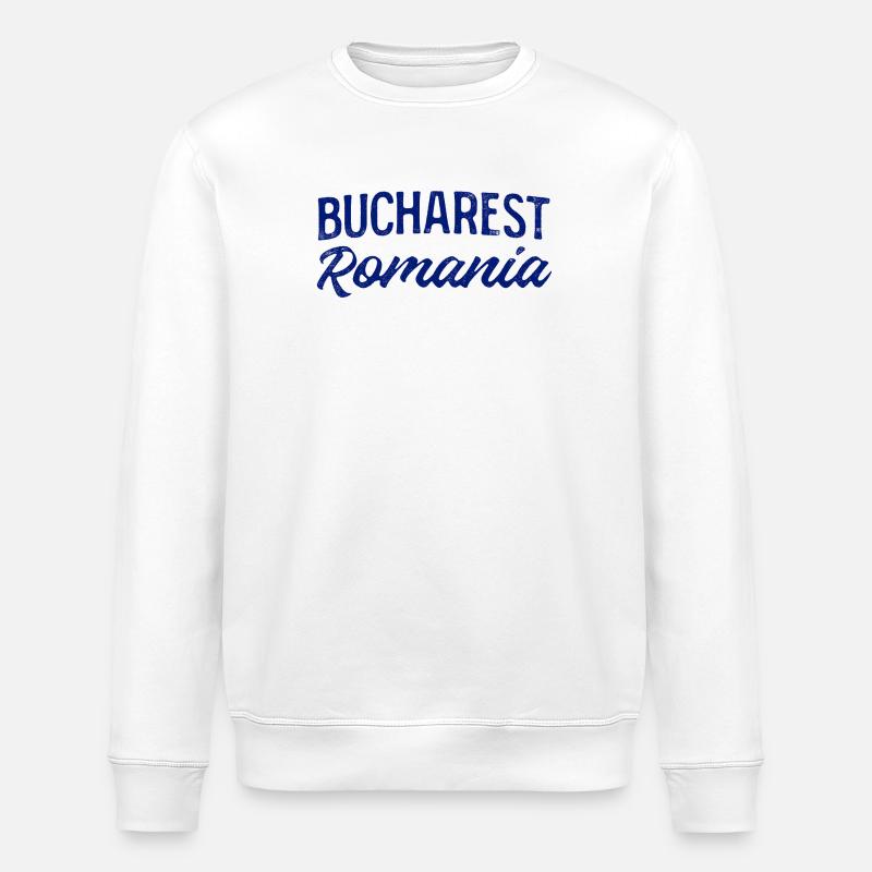 Bucarest, Roumanie, Lettrage à la main - Sweat bio ROLLER Stanley/Stella Unisexe - blanc
