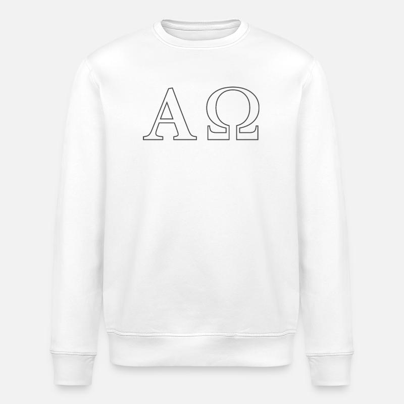 Alpha Omega Minimal Line Art - Stanley/Stella Unisex Bio-Sweatshirt ROLLER - Weiß