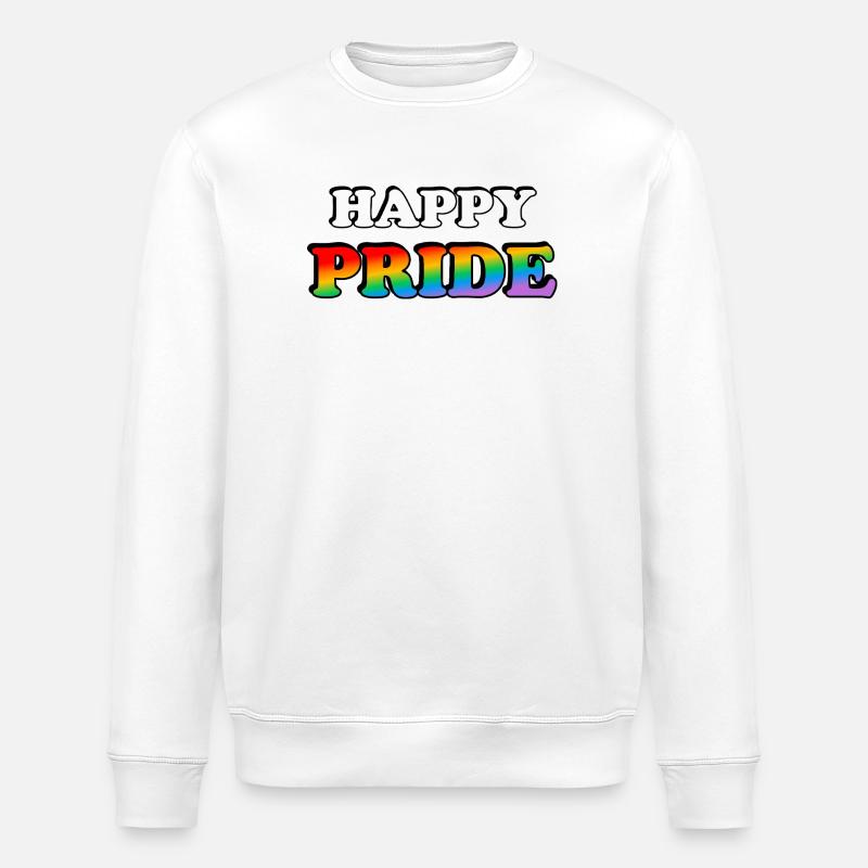 Pride Regenbogen Textdesign - Stanley/Stella Unisex Bio-Sweatshirt ROLLER - Weiß
