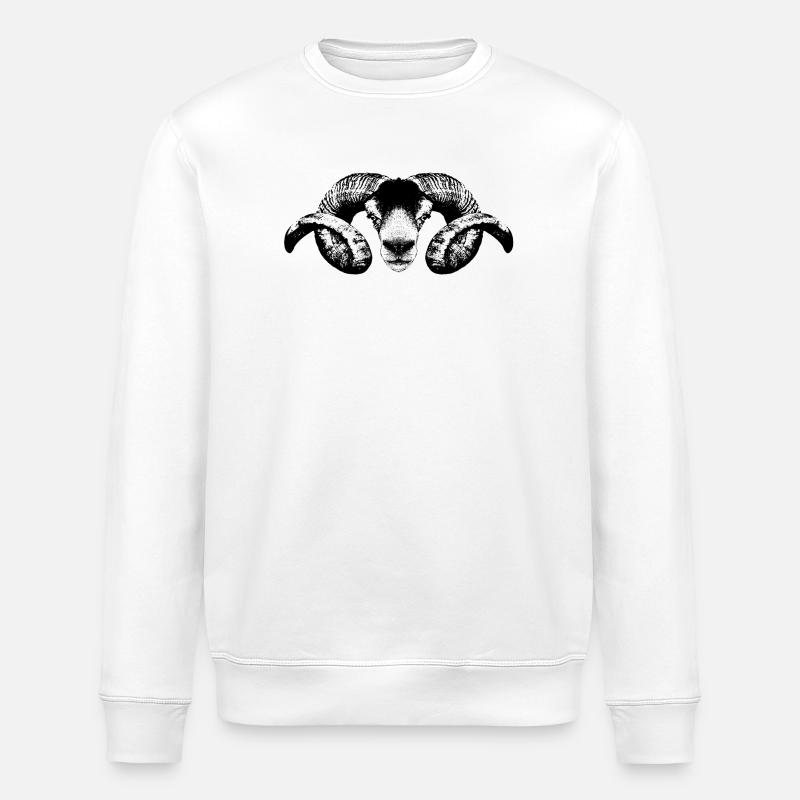 Widder / Portrait / Kopf - Stanley/Stella Unisex Bio-Sweatshirt ROLLER - Weiß