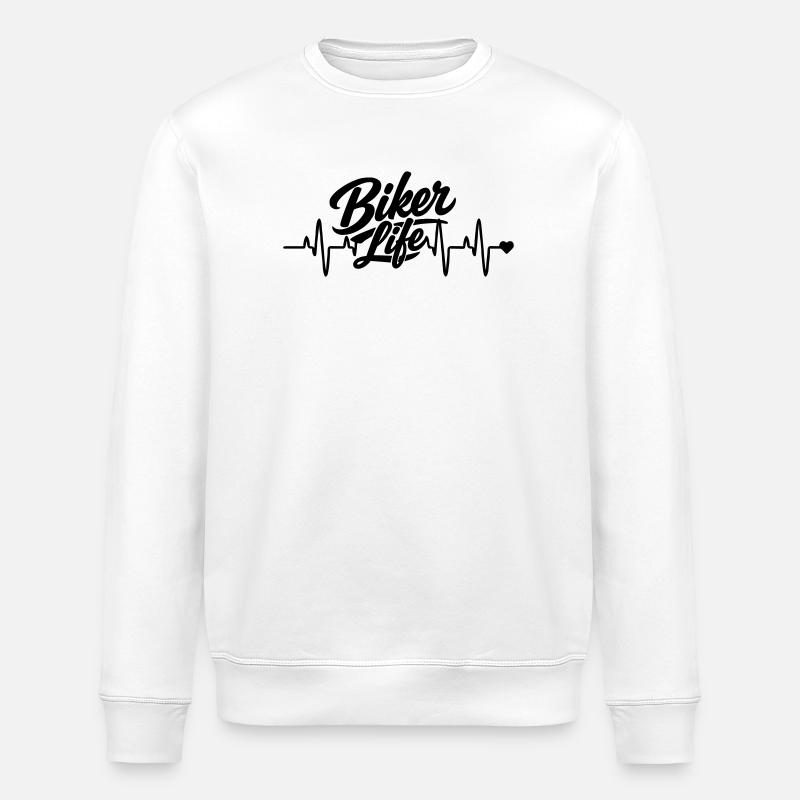 Biker heart rate - Stanley/Stella ROLLER Unisex Organic Sweatshirt - white