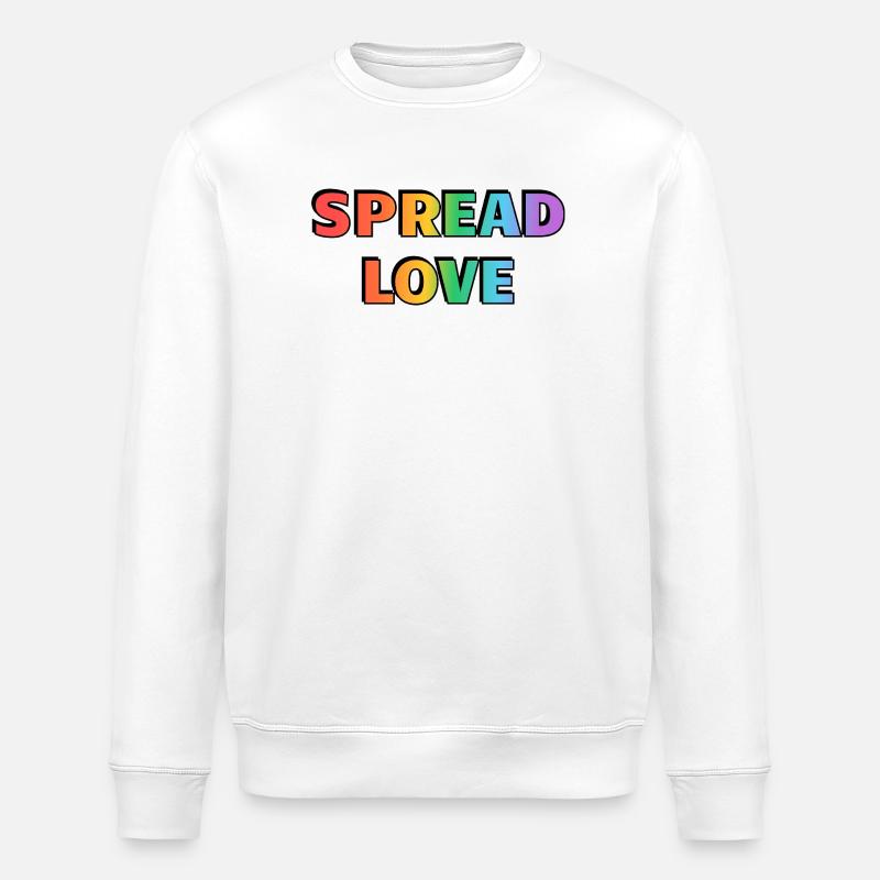 Spread Love Rainbow Typography - Stanley/Stella ROLLER Unisex Organic Sweatshirt - white