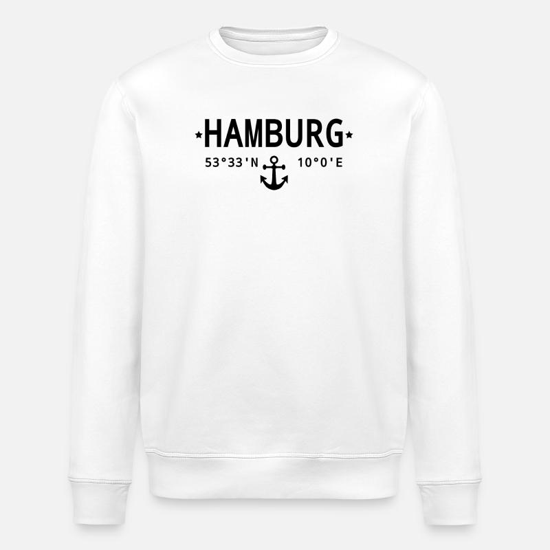 Coordonnées de Hambourg - Sweat bio ROLLER Stanley/Stella Unisexe - blanc